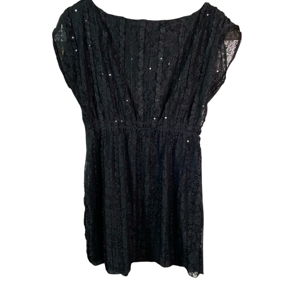 Style & Co Black Lace Sparkle Cap Sleeve Tunic Women's Size Medium - Picture 5 of 7
